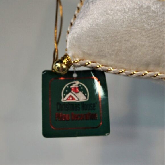 Noel Mini Hanging Pillow Ornament Vintage Embroidered Christmas House - Picture 5 of 5